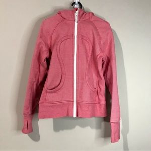 Lululemon full zip pink white striped hoodie size 6